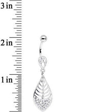Load image into Gallery viewer, Clear Gem Teardrop Bottom Mount Lattice Willow Leaf Dangle Belly Ring
