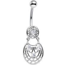 将图片加载到图库查看器，Clear CZ Gem Circular Woven Pattern Dangle Belly Ring
