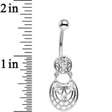 将图片加载到图库查看器，Clear CZ Gem Circular Woven Pattern Dangle Belly Ring
