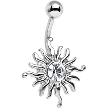 Load image into Gallery viewer, Clear Gem Tribal Shining Sun Belly Ring
