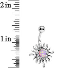Load image into Gallery viewer, Pink Synthetic Opal Tribal Shining Sun Belly Ring
