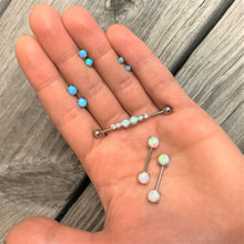 Load image into Gallery viewer, Light Blue Synthetic Opal Stainless Steel Post Stud Earring Pack Set of 3
