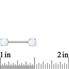 Load image into Gallery viewer, 14G 9/16 Stainless Steel White Synthetic Opal Nipple Barbell Set
