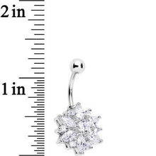Load image into Gallery viewer, Clear Gem Glittering Flower in Bloom Bottom Mount Belly Ring
