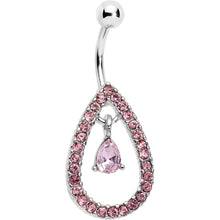 将图片加载到图库查看器，Pink Gem Glamour Drop Teardrop Dangle Bottom Mount Belly Ring
