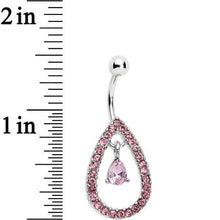 将图片加载到图库查看器，Pink Gem Glamour Drop Teardrop Dangle Bottom Mount Belly Ring
