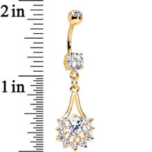 Load image into Gallery viewer, 14k Gold Plated Clear Gem Tribal Fan Drop Dangle Belly Ring
