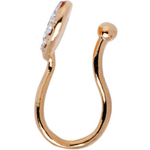 Load image into Gallery viewer, Clear Gem Rose Gold IP Paved Heart Clip On Fake Nose Ring

