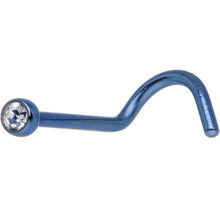 Load image into Gallery viewer, 20G 2mm Clear Gem Blue Titanium IP Steel Nose Screw
