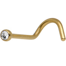 Load image into Gallery viewer, 20G 2mm Clear Gem Gold Titanium IP Steel Nose Screw
