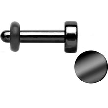 Load image into Gallery viewer, 12G Black Titanium Plated Steel Flat Top Single Flare Plug Set
