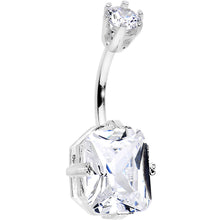 将图片加载到图库查看器，925 Sterling Silver Double Clear Elegant Gem Belly Button Ring
