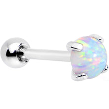 Load image into Gallery viewer, 18G 5/16 Steel 5mm White Synthetic Opal Prong Set Cartilage
