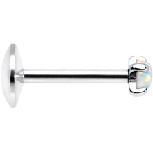 Load image into Gallery viewer, 16G 5/16 White 2.5mm Synthetic Opal Internally Threaded Labret
