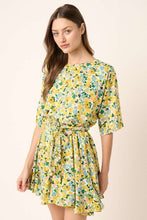 将图片加载到图库查看器，New Summer Floral Tie Waist Half Sleeve Mini Dress –Feminine and Chic Floral Dress with Flattering Tie Waist Detail
