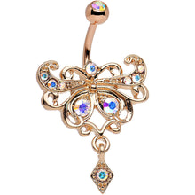 Load image into Gallery viewer, Aurora Rose Gold Anodized Steel Maharani Butterfly Belly Ring

