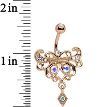 Load image into Gallery viewer, Aurora Rose Gold Anodized Steel Maharani Butterfly Belly Ring
