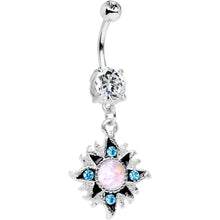 将图片加载到图库查看器，Clear Accent Aurora Blue Gem Starburst Dangle Belly Ring
