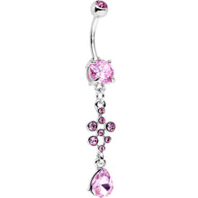 Load image into Gallery viewer, Pink Stainless Steel Octo Sparkle Drop Dangle Belly Ring
