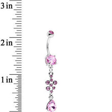 Load image into Gallery viewer, Pink Stainless Steel Octo Sparkle Drop Dangle Belly Ring

