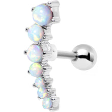 Load image into Gallery viewer, White Synthetic Opal Steel Heptad Right Cartilage Earring
