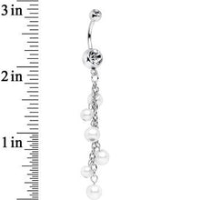 Load image into Gallery viewer, Clear Accent White Faux Pearl Shower Drop Dangle Belly Ring
