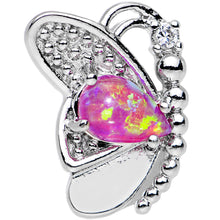 Load image into Gallery viewer, Pink Synthetic Opal Clear Gem Butterfly Left Cartilage Earring
