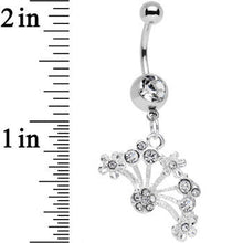Load image into Gallery viewer, Clear Gem Stainless Steel Bouquet of Daisies Dangle Belly Ring
