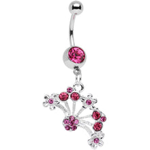 Load image into Gallery viewer, Pink Gem Stainless Steel Bouquet of Daisies Dangle Belly Ring
