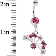 Load image into Gallery viewer, Pink Gem Stainless Steel Bouquet of Daisies Dangle Belly Ring
