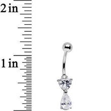 将图片加载到图库查看器，Clear Gem Stainless Steel Teardrop Heart Belly Ring
