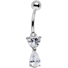 将图片加载到图库查看器，Clear Gem Stainless Steel Teardrop Heart Belly Ring
