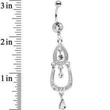 将图片加载到图库查看器，Clear Gem Shining Teardrop Horseshoe Dangle Belly Ring
