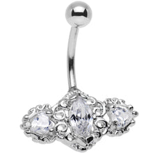将图片加载到图库查看器，Clear Triple Gem Deco Frame Bottom Mount Belly Ring
