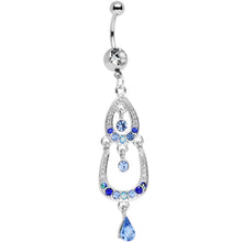 Load image into Gallery viewer, Light Blue Gem Czech Stone Wear Me Out Whale Dangle Belly Ring
