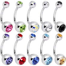 将图片加载到图库查看器，10 Piece J-Bar Belly Ring Pack Set Created with Crystals
