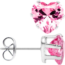 Load image into Gallery viewer, Pink Gem Stainless Steel Have a Heart or Two Stud Earrings 3mm-10mm
