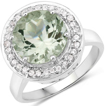 Load image into Gallery viewer, 4.94 Carat Genuine Green Amethyst and White Topaz .925 Sterling Silver Ring
