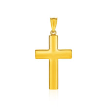 将图片加载到图库查看器，14k Yellow Gold Reversible Textured Cross Pendant
