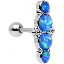 Load image into Gallery viewer, 16G 1/4 Blue Synthetic Opal Ornate Quartet Cartilage Earring
