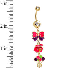 Load image into Gallery viewer, Gold Plated Stainless Steel Clear Gift of Christmas Dangle Belly Ring
