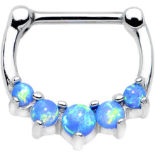 Load image into Gallery viewer, 16G 5/16 Blue Synthetic Opal Steel Barbell Simple Septum Clicker
