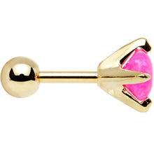 Load image into Gallery viewer, 16G 1/4 5mm Pink Synthetic Opal Gold Plated Cartilage Earring

