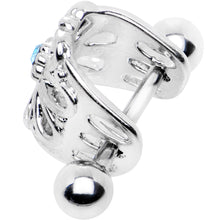 Load image into Gallery viewer, 16G 3/8 Aqua Gem Steel Barbell Flower Cartilage Cuff
