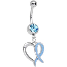 将图片加载到图库查看器，Baby Blue Gem Wispy Blue Twisted Heart Dangle Belly Ring
