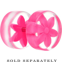 将图片加载到图库查看器，Acrylic Pretty Pink Flower Inlay Cheater Plug
