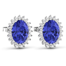 Load image into Gallery viewer, 2.56 Carat Genuine Tanzanite and White Diamond 14K White Gold Earrings
