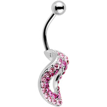 Load image into Gallery viewer, Pretty Pink Gem Stainless Steel Warped Ring Belly Ring
