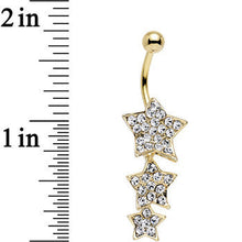 将图片加载到图库查看器，Clear Gem Gold Plated Steel Triple Star Dangle Belly Ring
