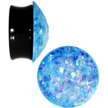 将图片加载到图库查看器，24mm Black Acrylic Aqua Galaxy Faceted Saddle Plug Set
